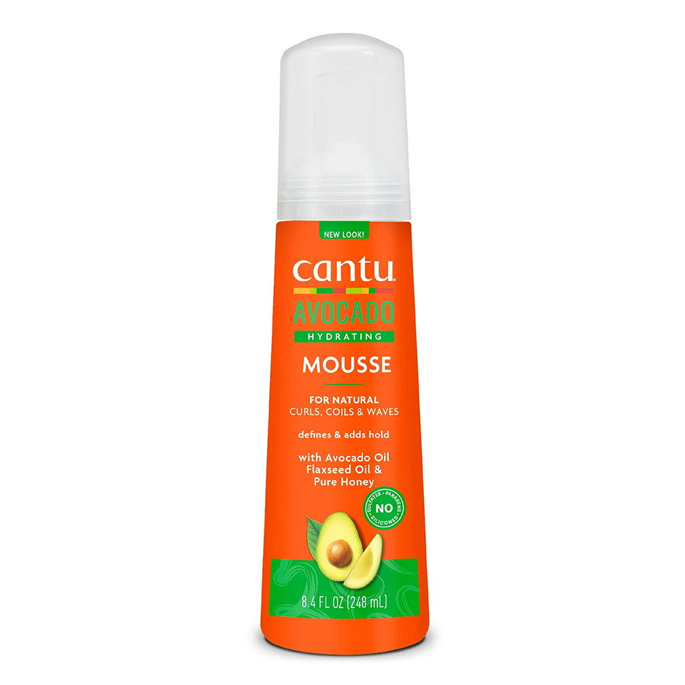 Cantu Hydrating Styling Mousse with Avocado and Flaxseed Oil, 8.4 Oz